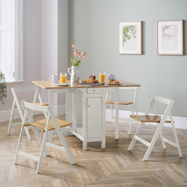 Julian Bowen Savoy White and Natural 4 Seater Dining Set - image 1