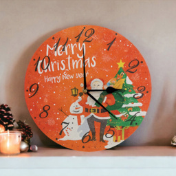 Xmas Haus Festive Santa and Snowman Round Clock 23cm - thumbnail 3