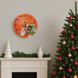 Xmas Haus Festive Santa and Snowman Round Clock 23cm - thumbnail 4