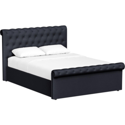 FWStyle Abbey Black Charcoal Double Side Lift Ottoman Bed Frame with Scroll Buttoned Headboard - thumbnail 4