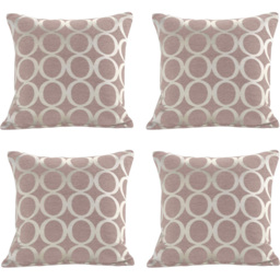 Alan Symonds Chenille Blush Geometric O Cushion with Polyester Filled Pad 45 x 45cm 4 Pack