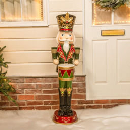 The Christmas Centre Traditional Light Red and Green LED Drummer Soldier Nutcracker 4ft - thumbnail 2