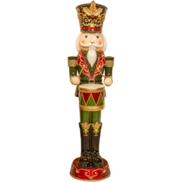 The Christmas Centre Traditional Light Red and Green LED Drummer Soldier Nutcracker 4ft - thumbnail 1