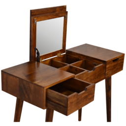 Artisan Furniture Chestnut Brown 2 Drawer Solid Wood Foldable Mirror Table - thumbnail 4