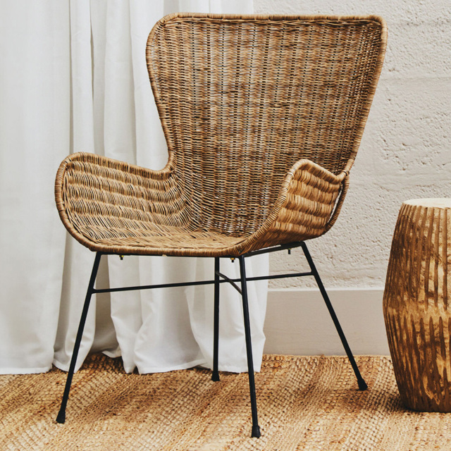 Premier Housewares Manado Natural Rattan Curved Chair - image 1