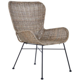 Premier Housewares Manado Natural Rattan Curved Chair - thumbnail 3