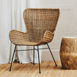 Premier Housewares Manado Natural Rattan Curved Chair - thumbnail 4