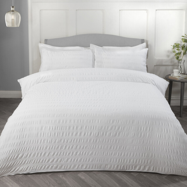 Divante Seersucker Duvet Set - Silver / Superking