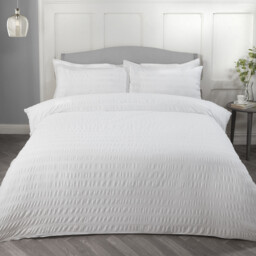 Divante Seersucker Duvet Set - Silver / Superking - thumbnail 1