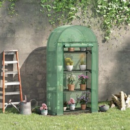 Outsunny Green 4-Tier Mini Greenhouse 1.6 x 2.6ft - thumbnail 2