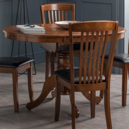 Julian Bowen Canterbury Mahogany 6 Seater 90 to 120cm Round to Oval Extendable Table