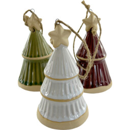 Single Amber Charm Ceramic Tree Bell Hanging Christmas Decoration in Assorted styles - thumbnail 2