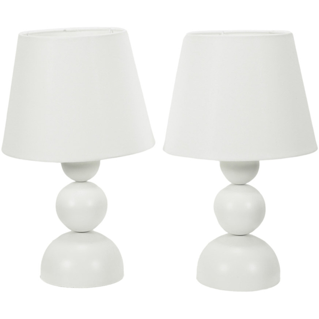 ValueLights Winnie Cream Shade Stacked Globe Touch LED Table Lamp Set of 2 - image 1