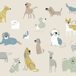 Origin Murals Happy Dogs Blue Wall Mural - thumbnail 2
