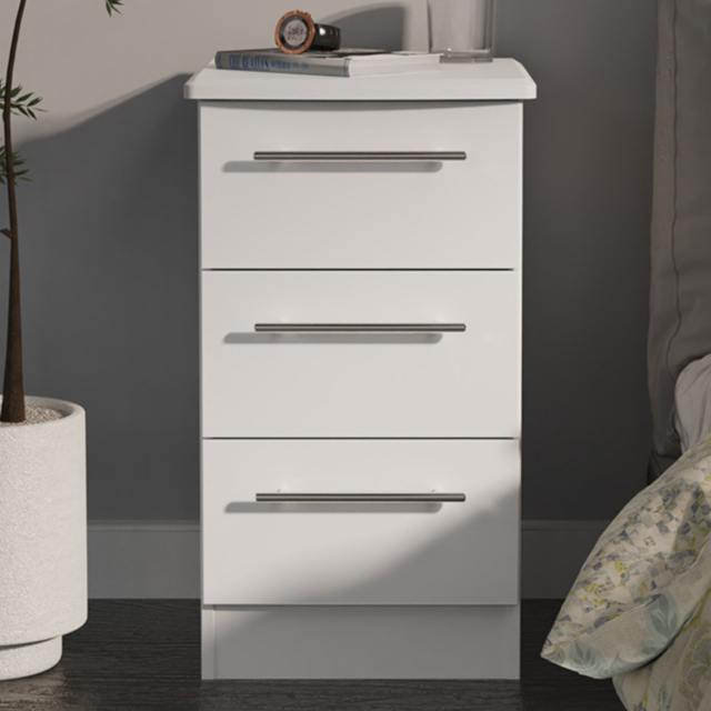 Crowndale Sherwood Porcelain Matt 3 Drawer Bedside Cabinet - image 1