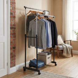 Premium Black Double Adjustable Garment Rail - thumbnail 3