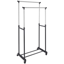 Premium Black Double Adjustable Garment Rail
