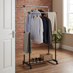 Premium Black Double Adjustable Garment Rail - thumbnail 2