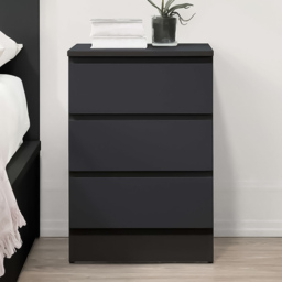 Oslo 3 Drawer Black Bedside Table - thumbnail 1