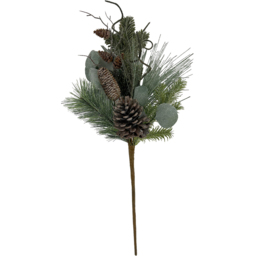 Green and Brown Twiggy Eucalyptus Christmas Pick