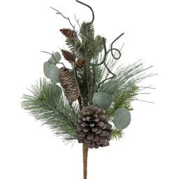 Green and Brown Twiggy Eucalyptus Christmas Pick - thumbnail 2