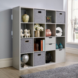 Home Source Grey 16 Cube Storage Unit - thumbnail 4