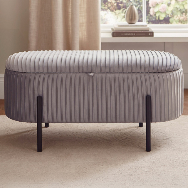 GFW Cairo Grey Small Storage Ottoman - image 1