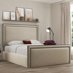 DS Living Verona Plush Cream Double Piping Bed Frame - thumbnail 1