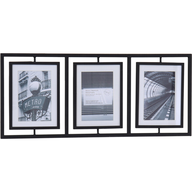 Alston 3 Photo Black Metal Multi Aperture Photo Frame - image 1