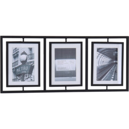 Alston 3 Photo Black Metal Multi Aperture Photo Frame - thumbnail 1