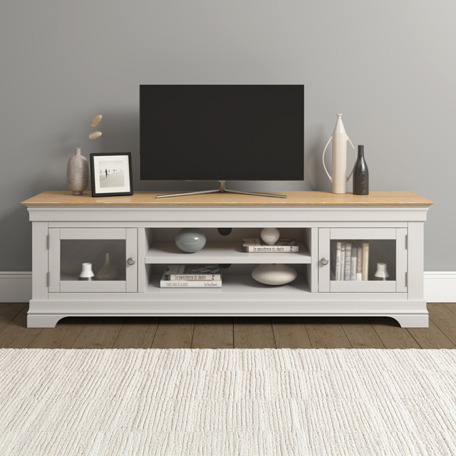 Seconique Bordeaux Ivory and Oak TV Stand - image 1