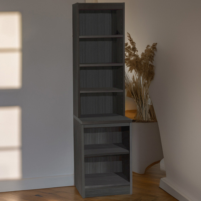 R White Cabinets 6 Tier Black Desk Height Bookcase with Hutch - image 1
