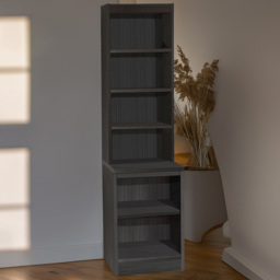 R White Cabinets 6 Tier Black Desk Height Bookcase with Hutch - thumbnail 1