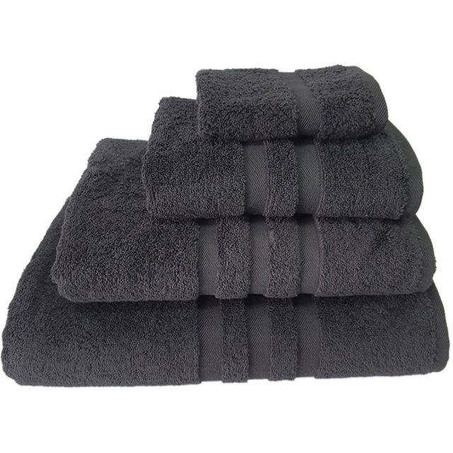 Divante Soft Turkish Cotton Black Terry Dobby Hand Towel