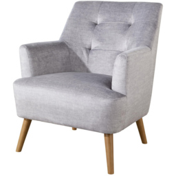 Home Source Arta Silver Grey Plush Accent Armchair with Wooden Legs - thumbnail 2