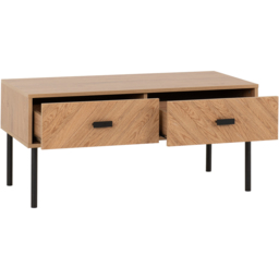 Seconique Leon 2 Drawer Medium Oak Effect Coffee Table - thumbnail 3
