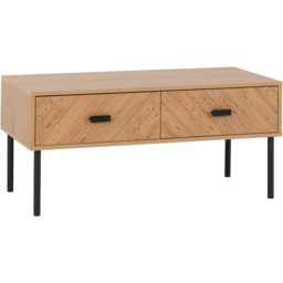 Seconique Leon 2 Drawer Medium Oak Effect Coffee Table - thumbnail 2