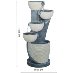 Ivyline 4-Tier Grey Cement Cascading Bowl LED Water Feature - thumbnail 3