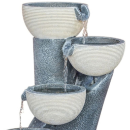 Ivyline 4-Tier Grey Cement Cascading Bowl LED Water Feature - thumbnail 2