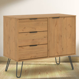 Augusta Single Door 3 Drawer Pine Small Sideboard