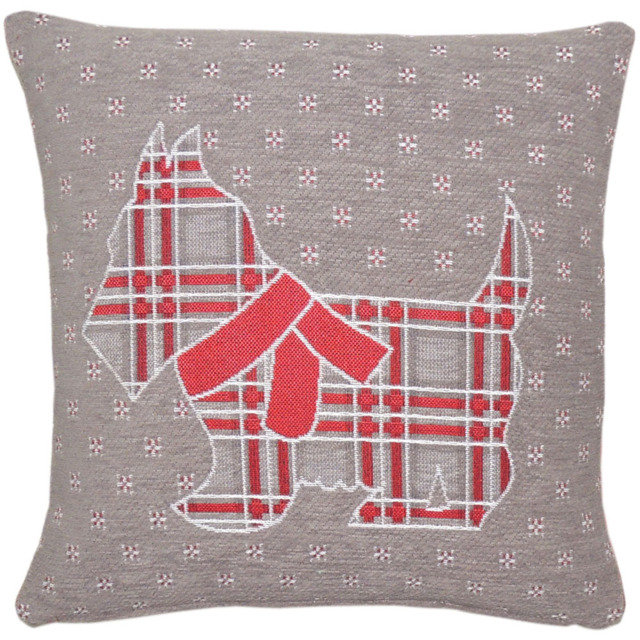 Velosso Chenille Scottie Dog Filled Cushion 43 x 43cm 2 Pack - image 1