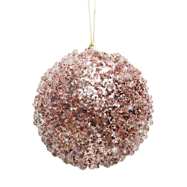 Pink Sparkle Christmas Bauble Decoration -80mm