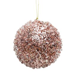 Pink Sparkle Christmas Bauble Decoration -80mm - thumbnail 1