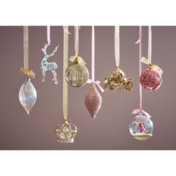 Pink Sparkle Christmas Bauble Decoration -80mm - thumbnail 3
