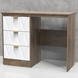 Crowndale Las Vegas 3 Drawer Matt White and Vintage Oak Dressing Table