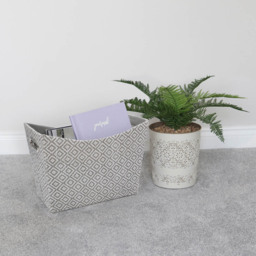 JVL Argyle Grey Paper Magazine Holder - thumbnail 2