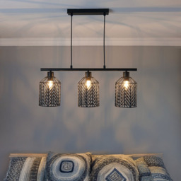 Industrial 3 Light Metal Weaved Fitting Ceiling Light - thumbnail 2