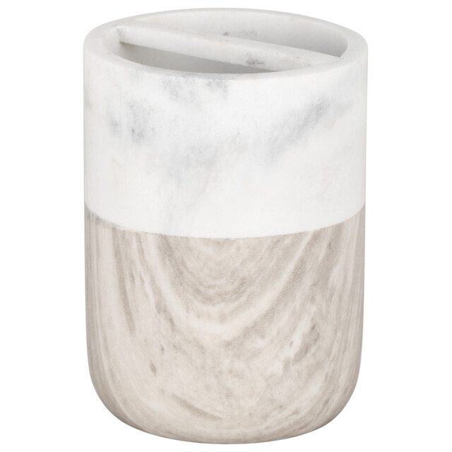 Finnish White and Brown Spa Toothbrush Holder
