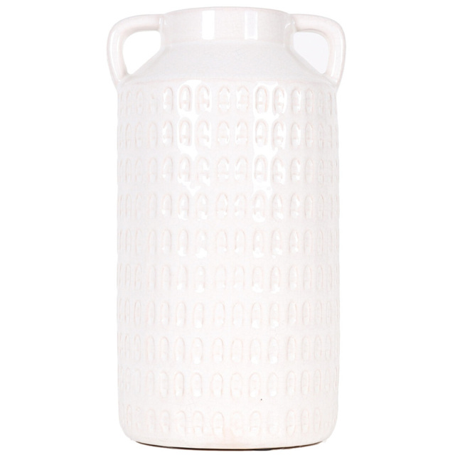 White Embossed Churn Flower Vase - image 1