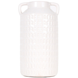 White Embossed Churn Flower Vase - thumbnail 1